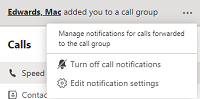 Call group notification settings in Teams