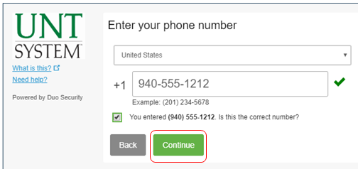 Enter mobile number, then select continue